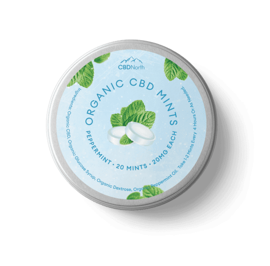 CBDNorth Organic Peppermint CBD Mints tin container 400mg total – buy CBD mints Canada